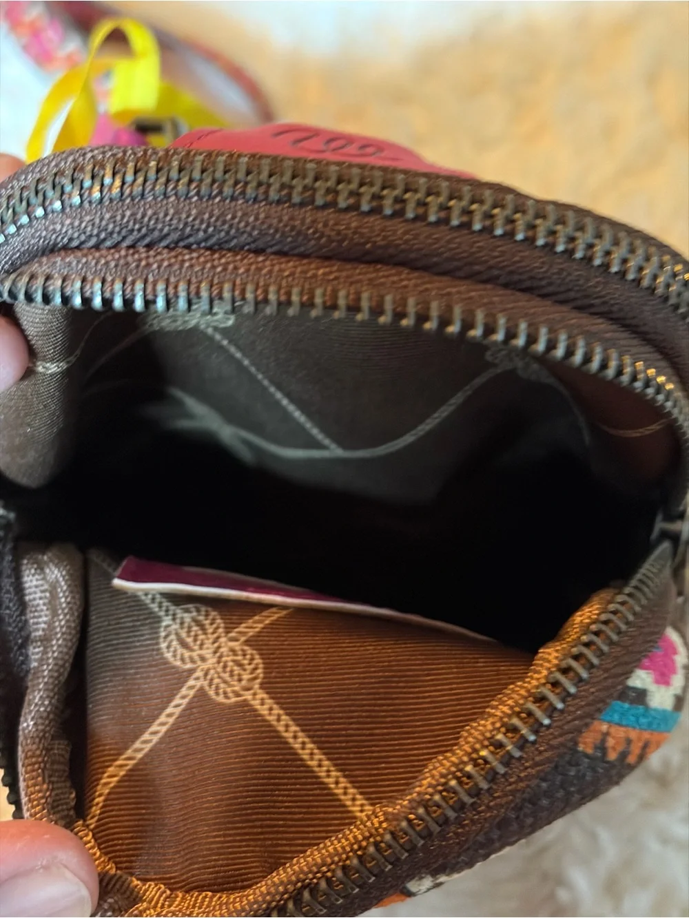 Wrangler Brown and Pink Geometric Crossbody Bag